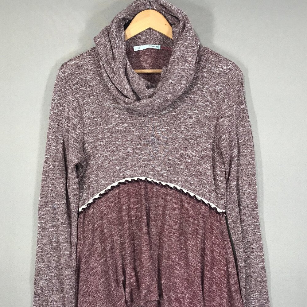 Maurices Top Women's Large Red Tunic Pullover Blouse Cowl Neck Long Sleeve Shirt